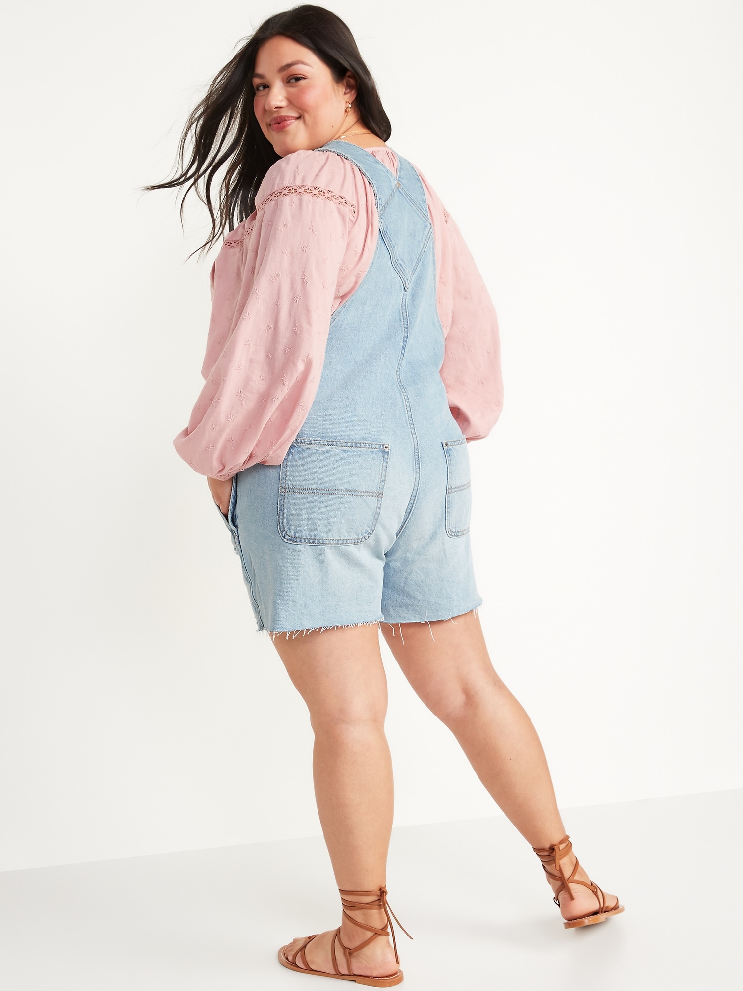 Slouchy Straight Workwear Cut Off Non Stretch Jean Short Overalls For