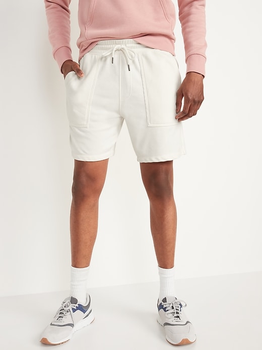View large product image 1 of 3. French Terry Workwear-Pocket Sweat Shorts -- 7-inch inseam