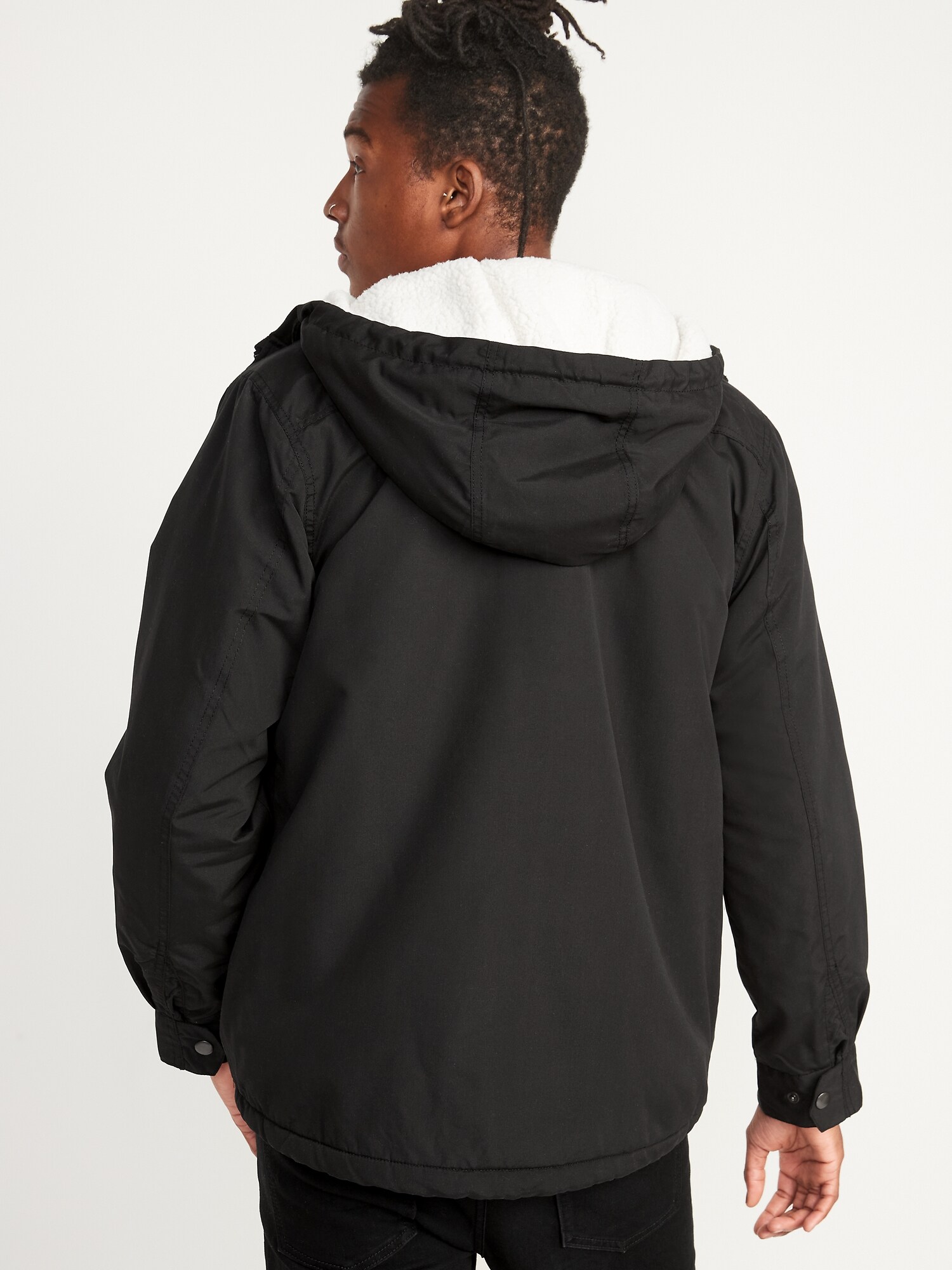 WaterResistant SherpaLined Hooded Jacket for Men Old Navy