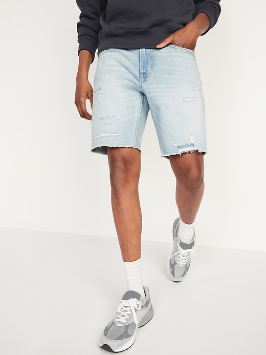 Image number 1 showing, Slim Ripped Cut-Off Jean Shorts -- 9.5-inch inseam