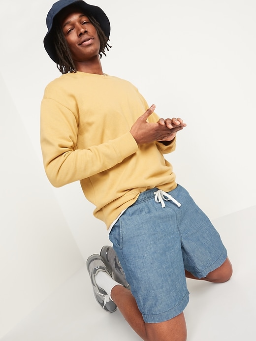 Image number 3 showing, Relaxed Cotton Chambray Jogger Shorts -- 7-inch inseam