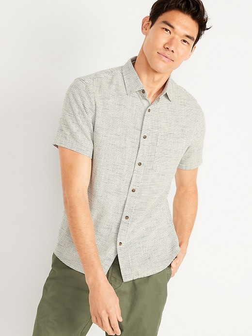 Image number 1 showing, Regular-Fit Everyday Micro-Stripe Short-Sleeve Shirt
