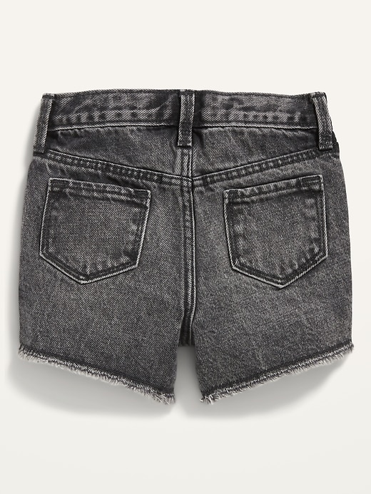 View large product image 2 of 2. Unisex High-Waisted Slouchy Straight Black Cut-Off Jean Shorts for Toddler