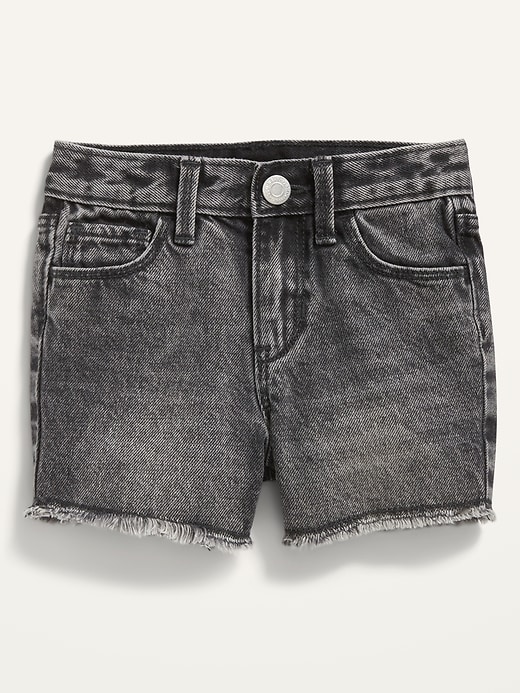 View large product image 1 of 2. Unisex High-Waisted Slouchy Straight Black Cut-Off Jean Shorts for Toddler