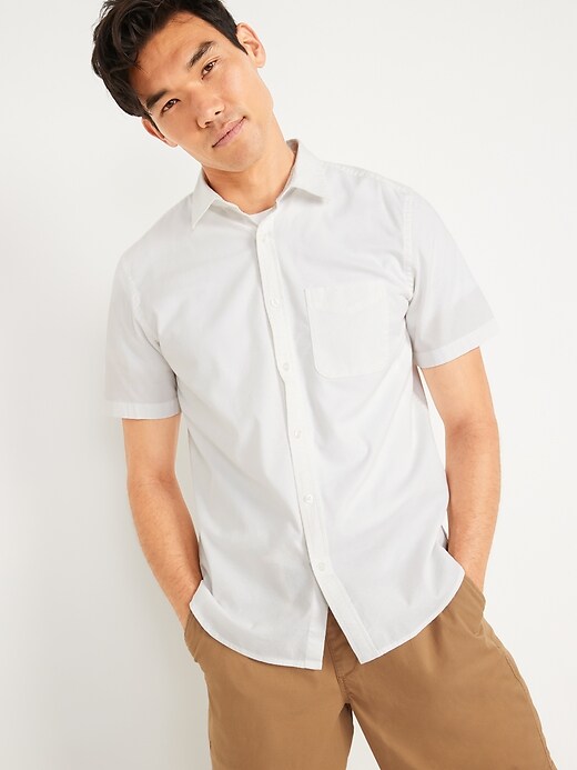 Image number 1 showing, Built-In Flex Everyday Short-Sleeve Oxford Shirt for Men