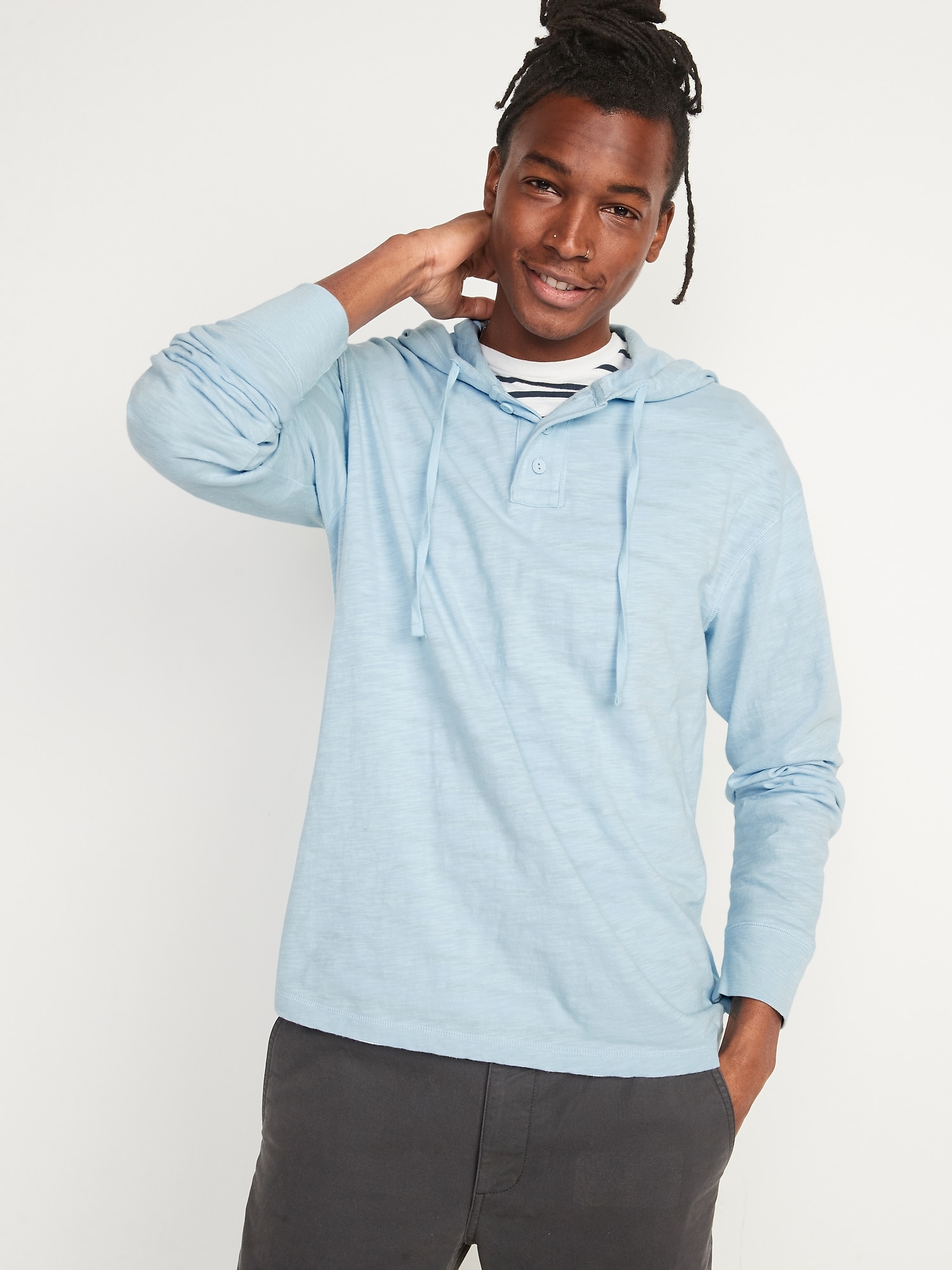 Workwear Henley T-Shirt Hoodie for Men | Old Navy