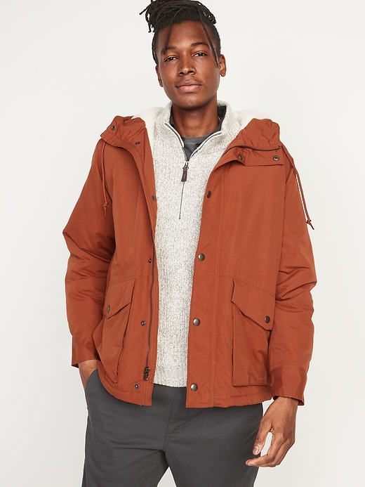 Water-Resistant Sherpa-Lined Hooded Jacket for Men