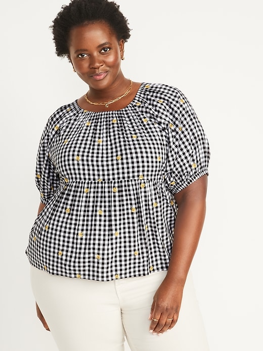 Image number 7 showing, Patterned Puff-Sleeve Swing Top for Women