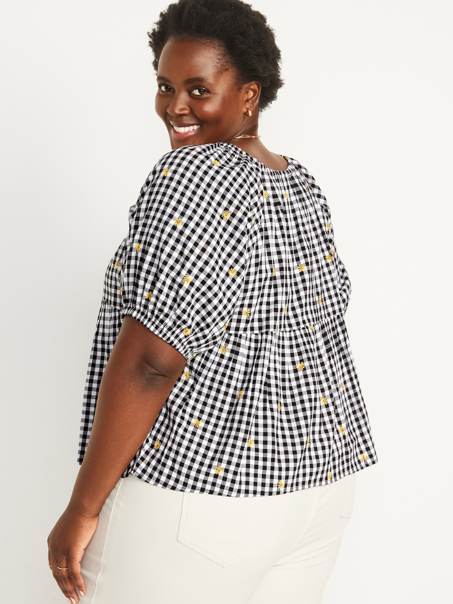 Patterned Puff-Sleeve Swing Top for Women | Old Navy