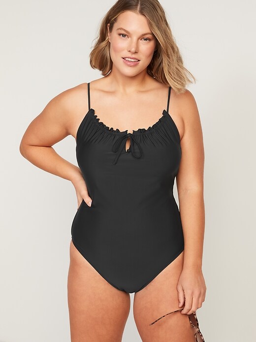 Old Navy Gathered Keyhole One-Piece Swimsuit for Women. 1