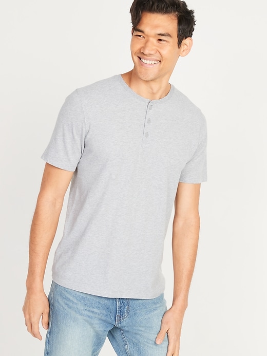 Image number 1 showing, Soft-Washed Short-Sleeve Henley T-Shirt