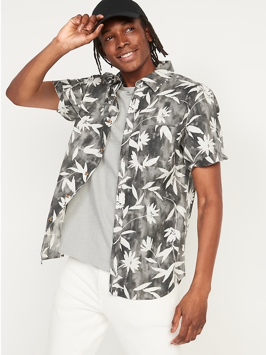 Old Navy - Everyday Printed Non-Stretch Short-Sleeve Shirt for Men
