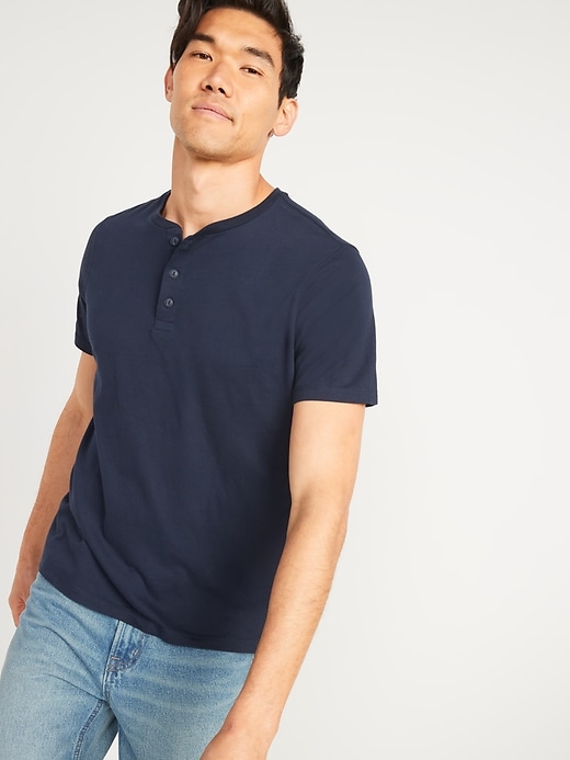 Image number 1 showing, Soft-Washed Short-Sleeve Henley T-Shirt for Men