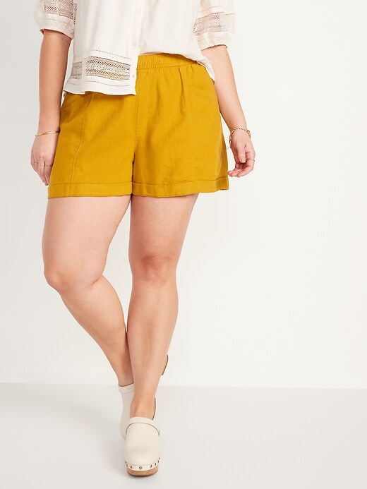 High-Waisted Linen-Blend Shorts for Women -- 3.5-inch inseam