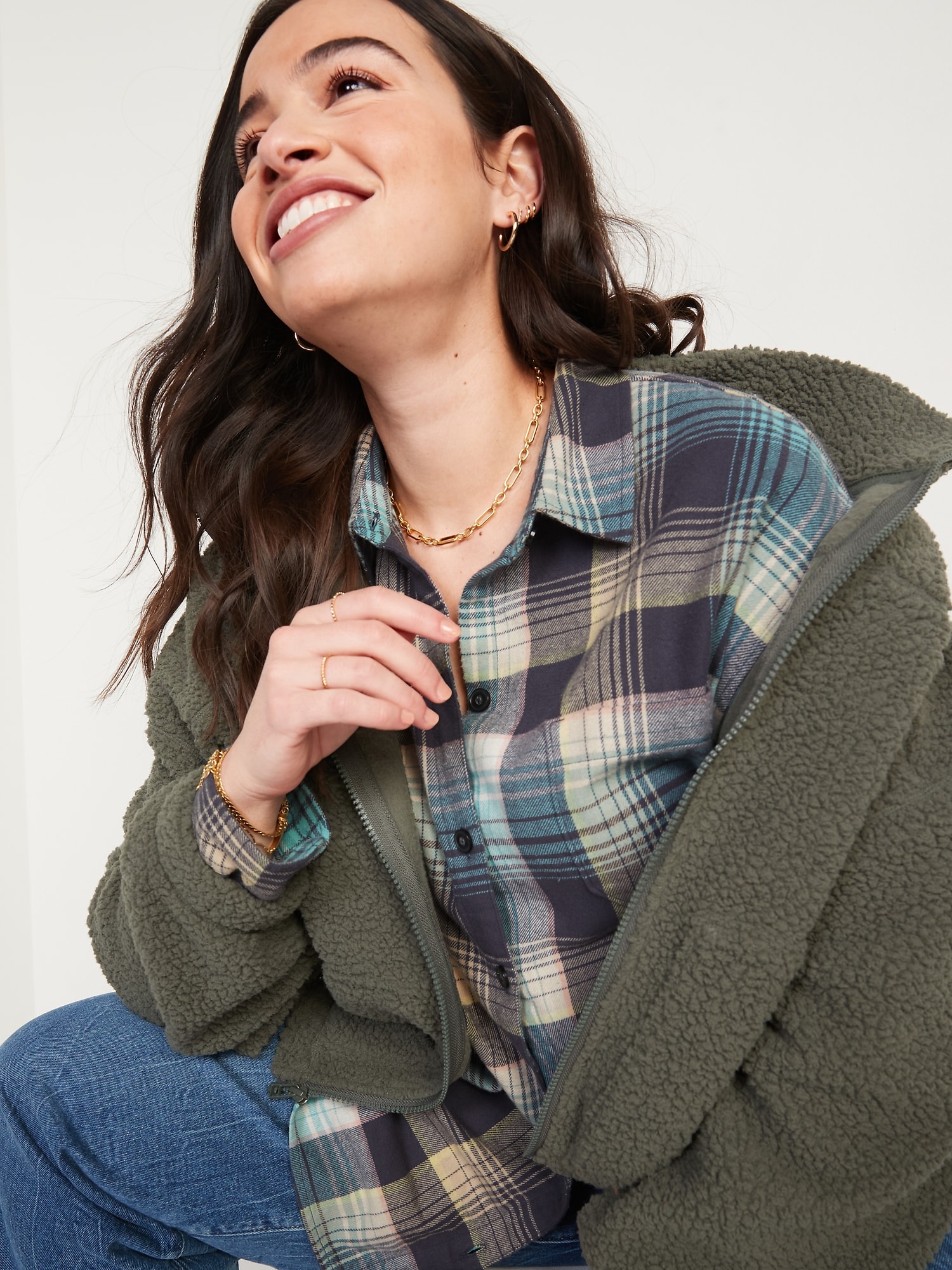 Oversized Plaid Boyfriend Shirt for Women Old Navy