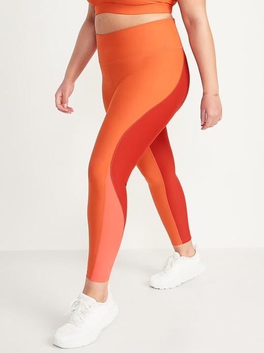 Old Navy - High-Waisted PowerSoft Color-Block 7/8-Length Compression  Leggings for Women