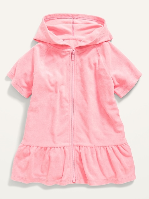 View large product image 1 of 1. Hooded Loop-Terry Zip Swim Cover-Up for Toddler Girls