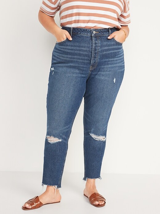 Image number 7 showing, Extra High-Waisted Button-Fly Ripped Pop Icon Skinny Jeans for Women
