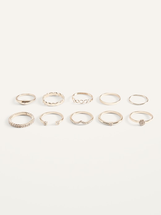View large product image 1 of 1. Gold-Toned Metal Rings Variety 10-Pack