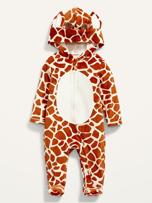View large product image 1 of 3. Unisex Footed Giraffe-Print Costume One-Piece for Baby