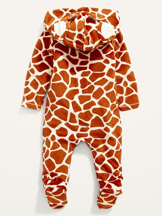 View large product image 2 of 3. Unisex Footed Giraffe-Print Costume One-Piece for Baby