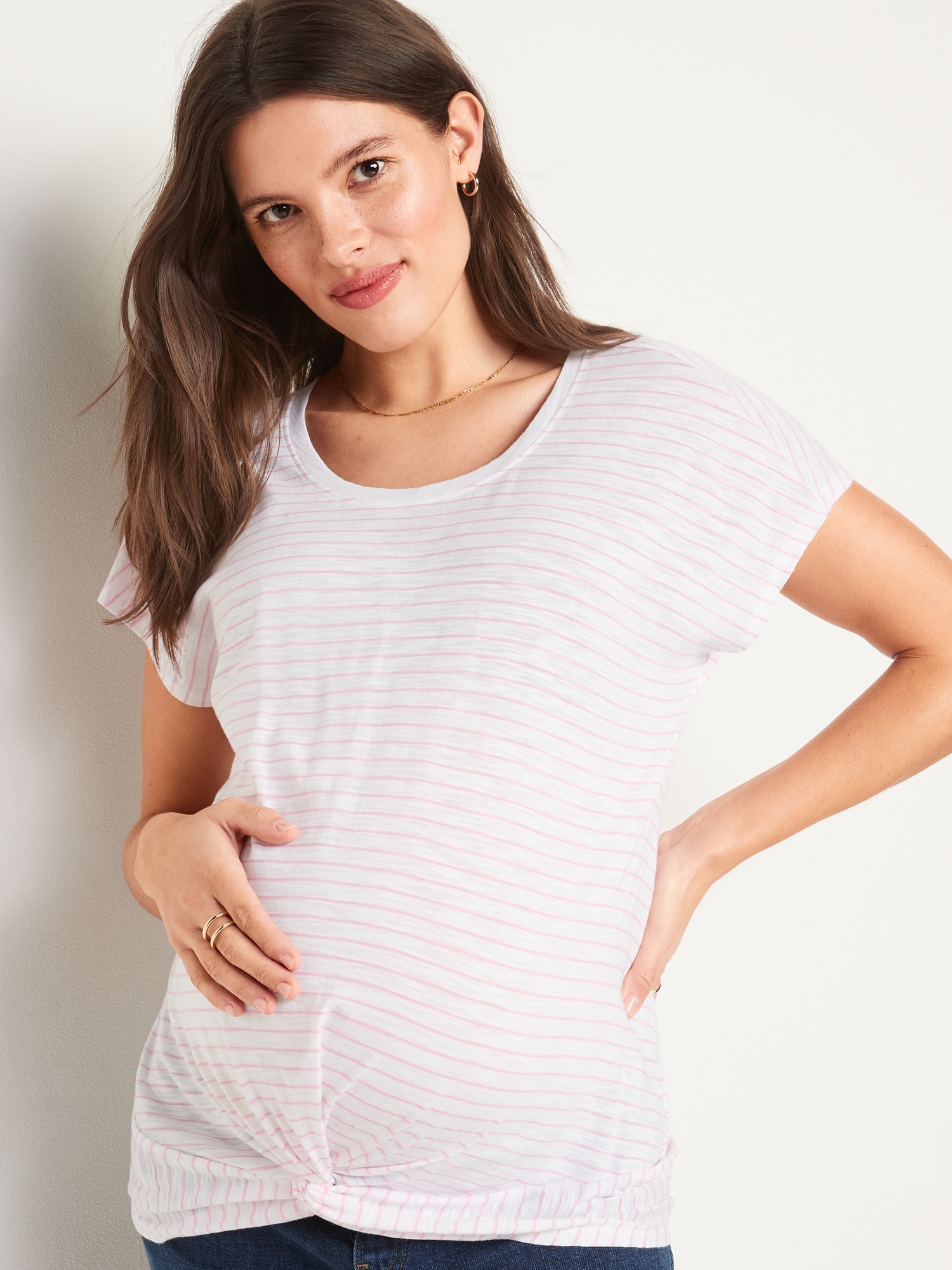 Oldnavy Maternity EveryWear Striped Twist-Hem T-Shirt