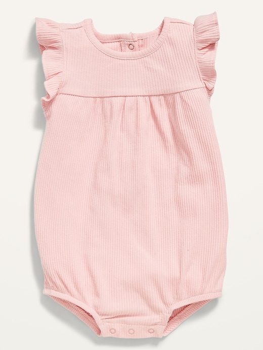 Rib-Knit Flutter-Sleeve One-Piece Romper for Baby | Old Navy