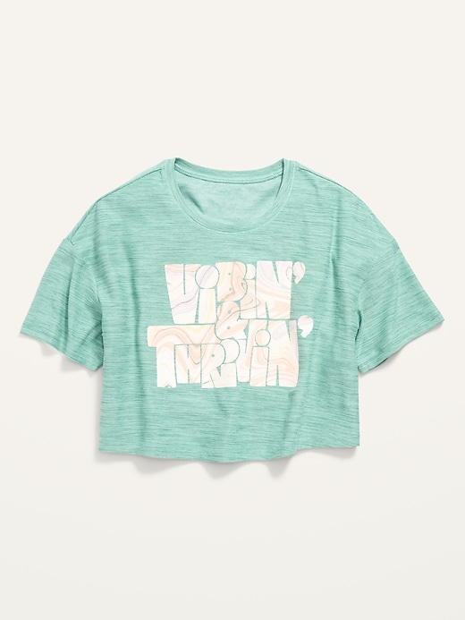 Breathe ON Short-Sleeve Cropped Slub-Knit Performance T-Shirt for Girls ...
