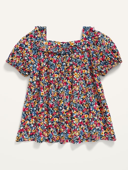View large product image 2 of 3. Ruffled Floral-Print Square-Neck Top for Toddler Girls