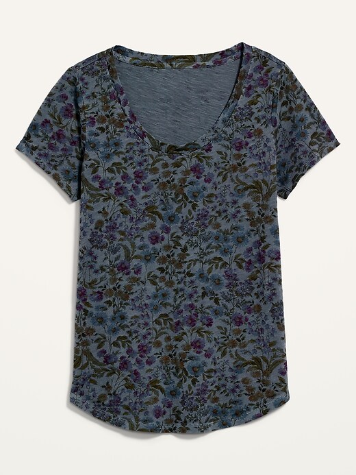 Image number 4 showing, EveryWear Overdyed Floral-Print Scoop-Neck T-Shirt for Women