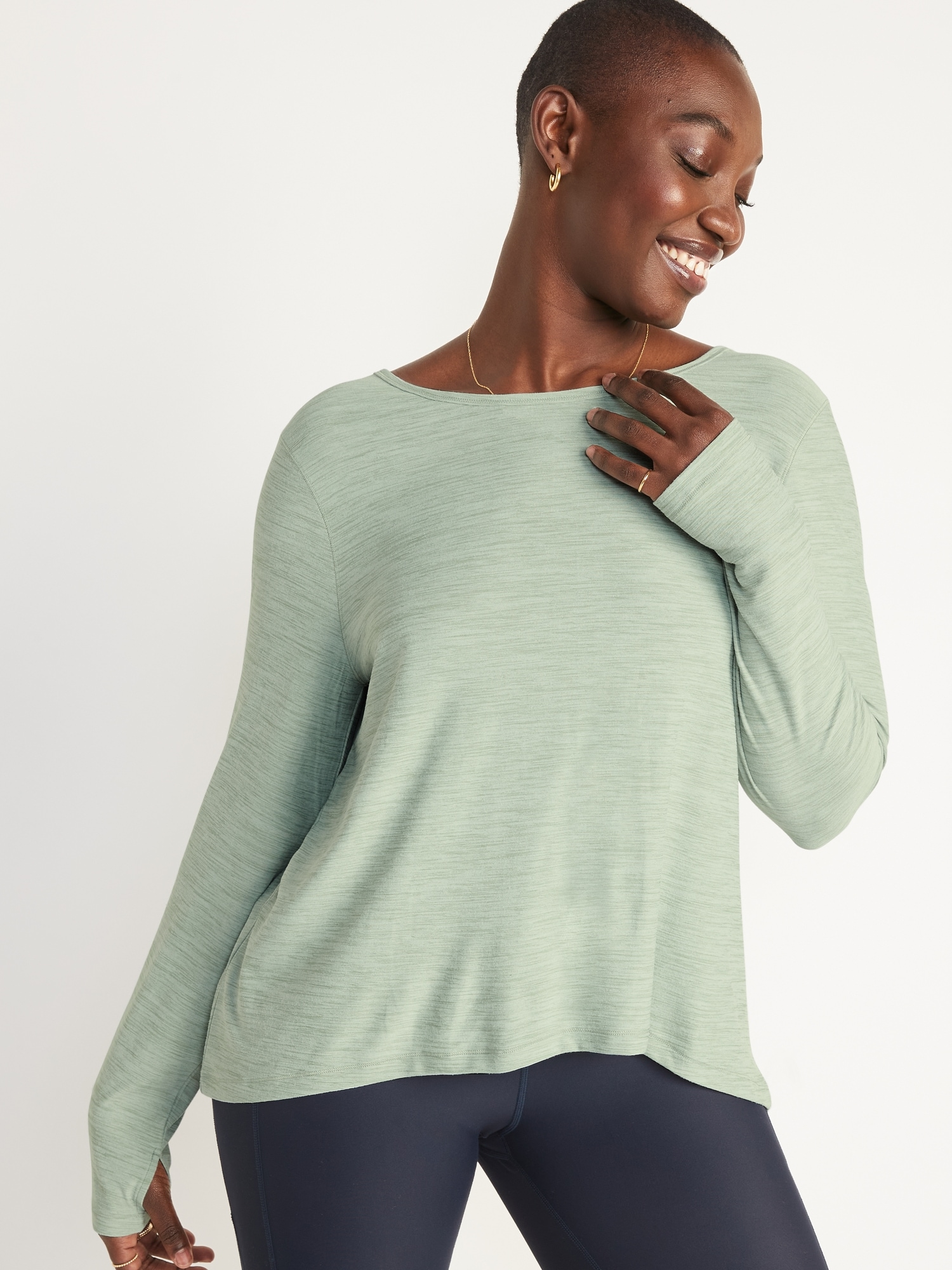 Breathe ON Reversible LongSleeve TieHem Top for Women Old Navy