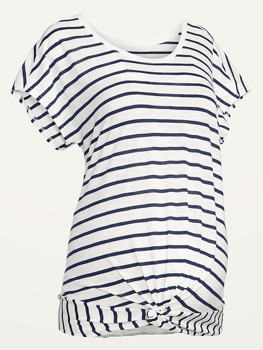 Image number 4 showing, Maternity EveryWear Striped Twist-Hem T-Shirt