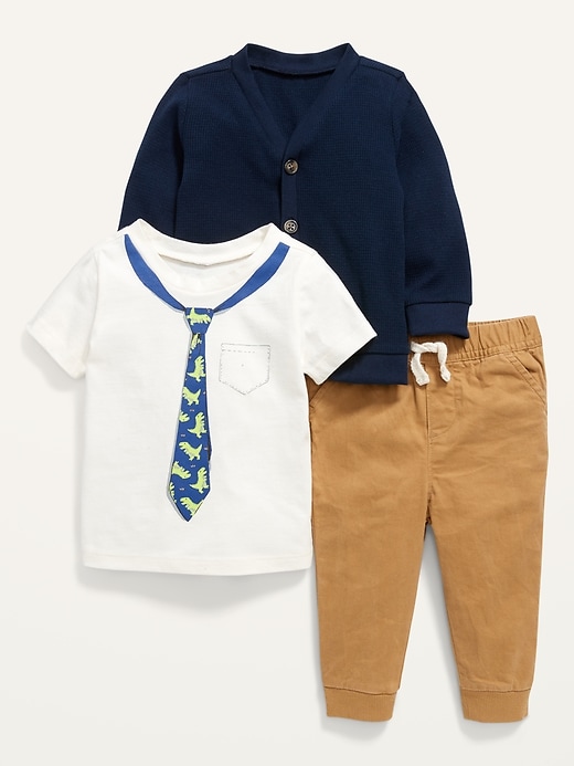 View large product image 1 of 3. 3-Piece Cardigan, T-Shirt and Pants Set for Baby