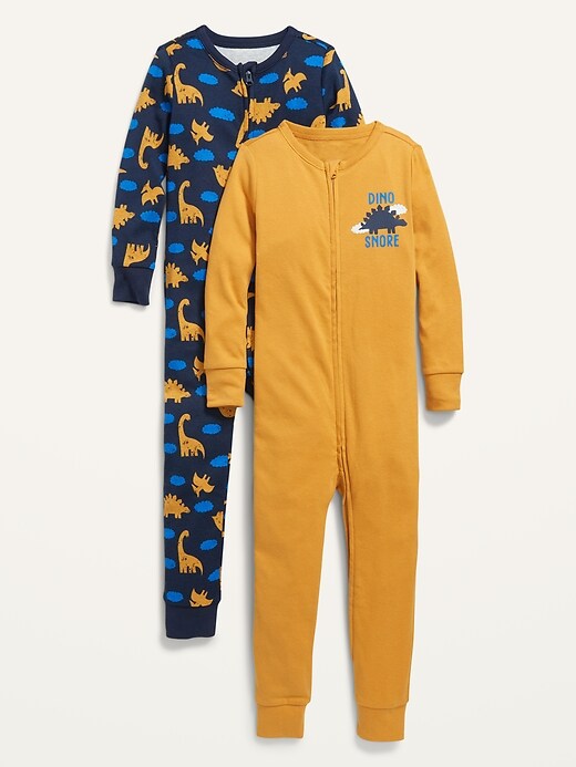 View large product image 1 of 2. Unisex 1-Way-Zip Snug-Fit Printed Pajama One-Piece 2-Pack for Toddler & Baby