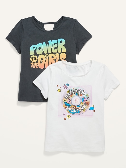 View large product image 1 of 1. 2-Pack Short-Sleeve Graphic T-Shirt for Girls