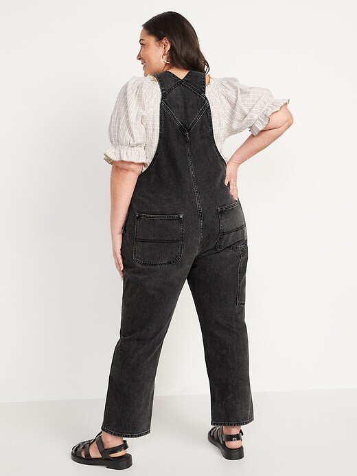 Image number 8 showing, Slouchy Straight Non-Stretch Black Workwear Jean Overalls