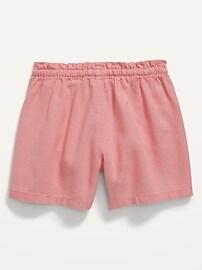 Paperbag-Waist Linen-Blend Pull-On Shorts for Toddler Girls