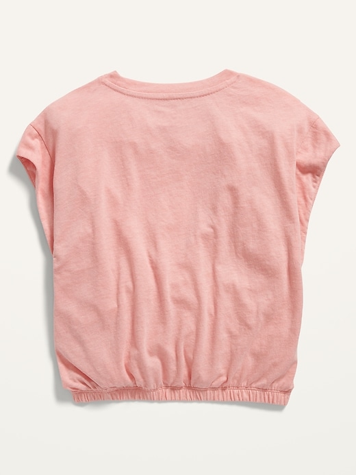 View large product image 2 of 2. Dolman-Sleeve Cinched-Hem Graphic T-Shirt for Girls