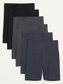 Image number 3 showing, High-Waisted Biker Shorts 6-Pack for Women -- 8-inch inseam