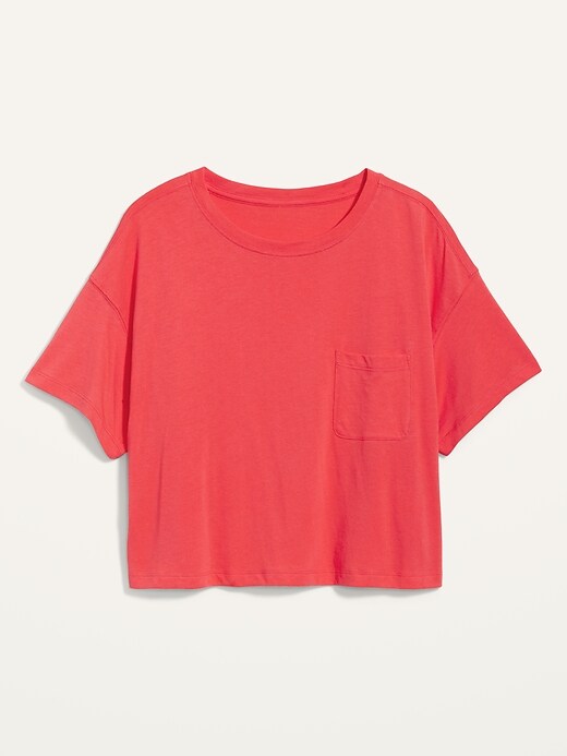 Image number 4 showing, Oversized Cropped Pocket T-Shirt for Women