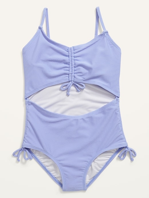 Old Navy - Cinch-Tie Center-Front Cutout One-Piece Swimsuit for Girls