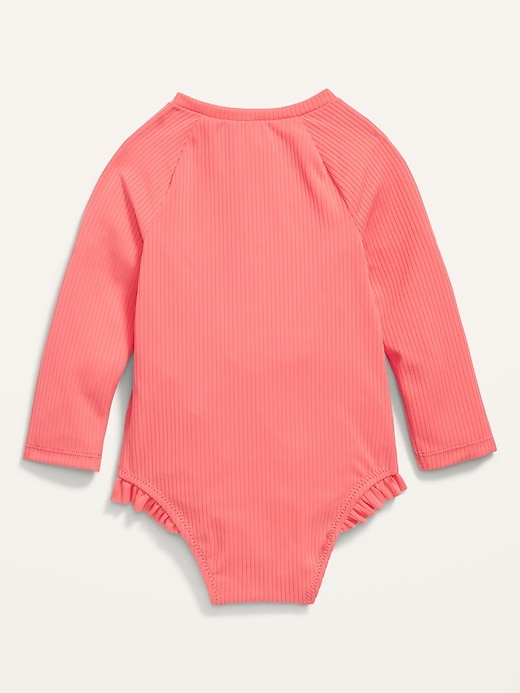 View large product image 2 of 2. Long-Sleeve Rib-Knit Zip Rashguard Swimsuit for Baby