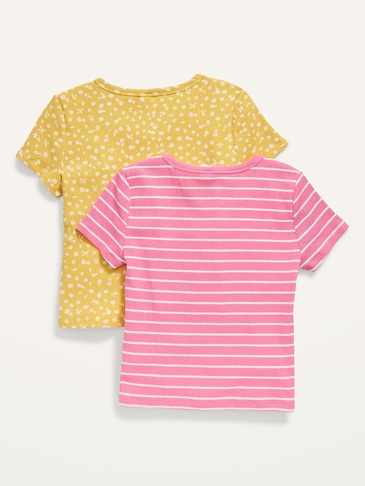 Printed Rib-Knit Short-Sleeve Henley T-Shirt 2-Pack for Girls