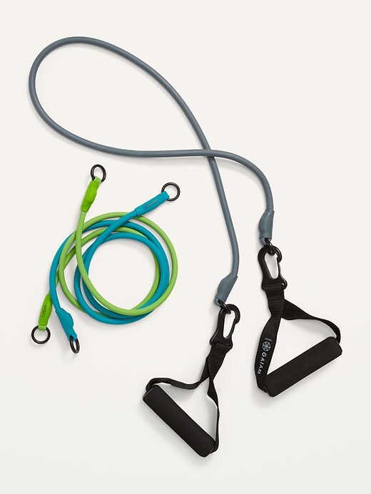 Gaiam 3-in-1 Resistance Band Kit With Comfort Grip Handles - Interchangeable Light/Medium/Heavy Bands For Upper Body Workouts