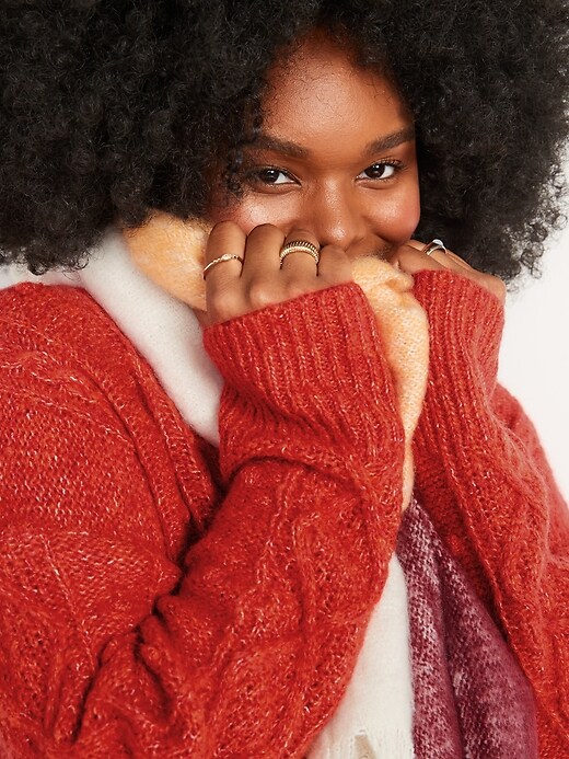 Image number 3 showing, Marled Cable-Knit Popcorn Sweater for Women