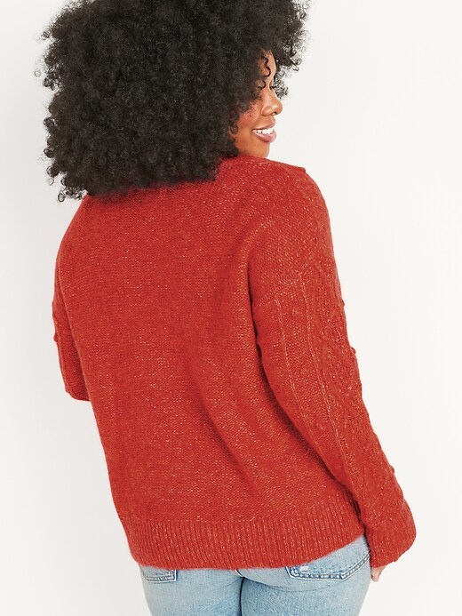 Image number 2 showing, Marled Cable-Knit Popcorn Sweater for Women
