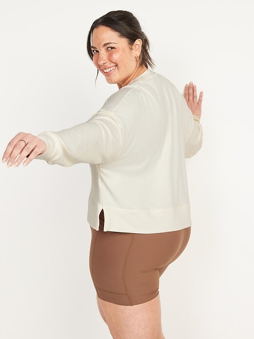 Image number 7 showing, Long-Sleeve Live-In Cropped French-Terry Sweatshirt for Women