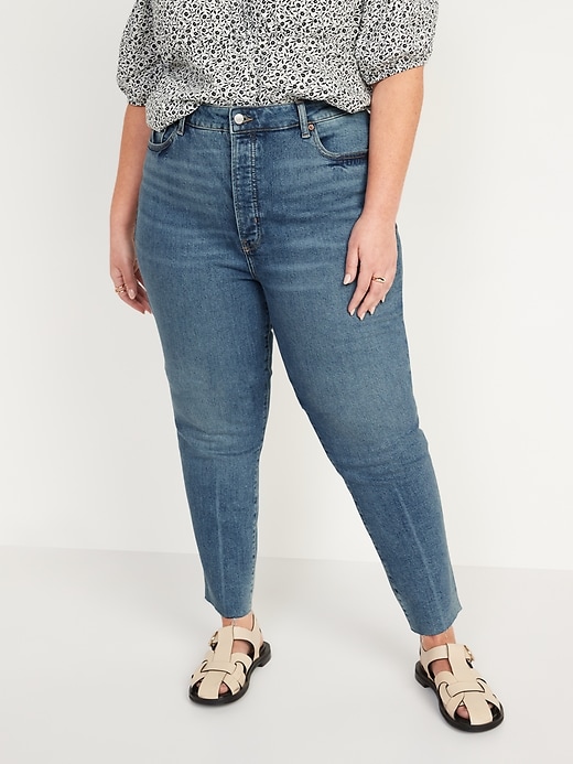 Image number 7 showing, High-Waisted Button-Fly OG Straight Cut-Off Jeans for Women