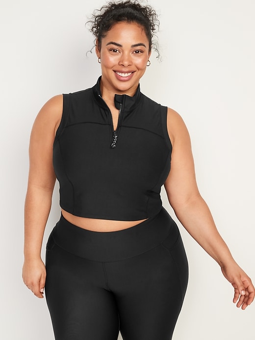 Image number 7 showing, PowerSoft Half Zip Sleeveless Cropped Top