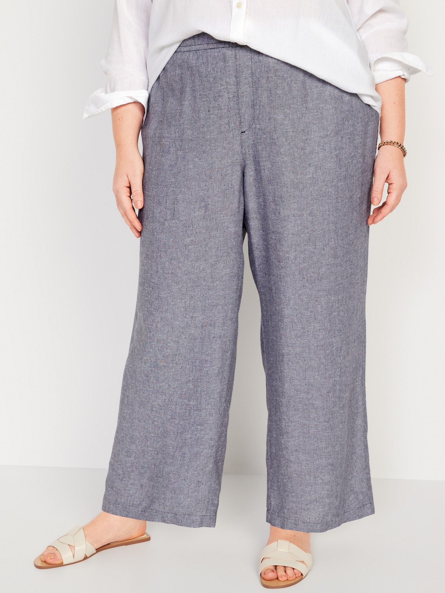 Old Navy Wide-Leg Linen Pants for Women for sale